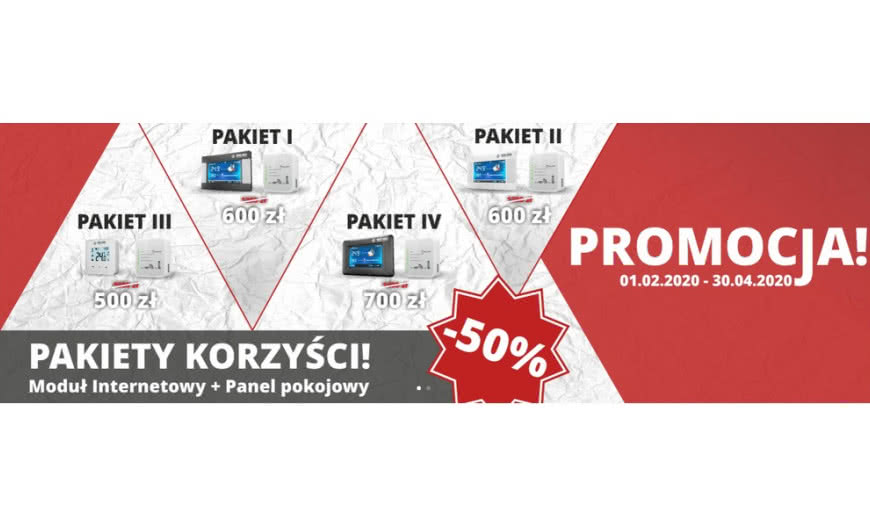 Moduł internetowy i termostat pokojowy w pakiecie 50% taniej!